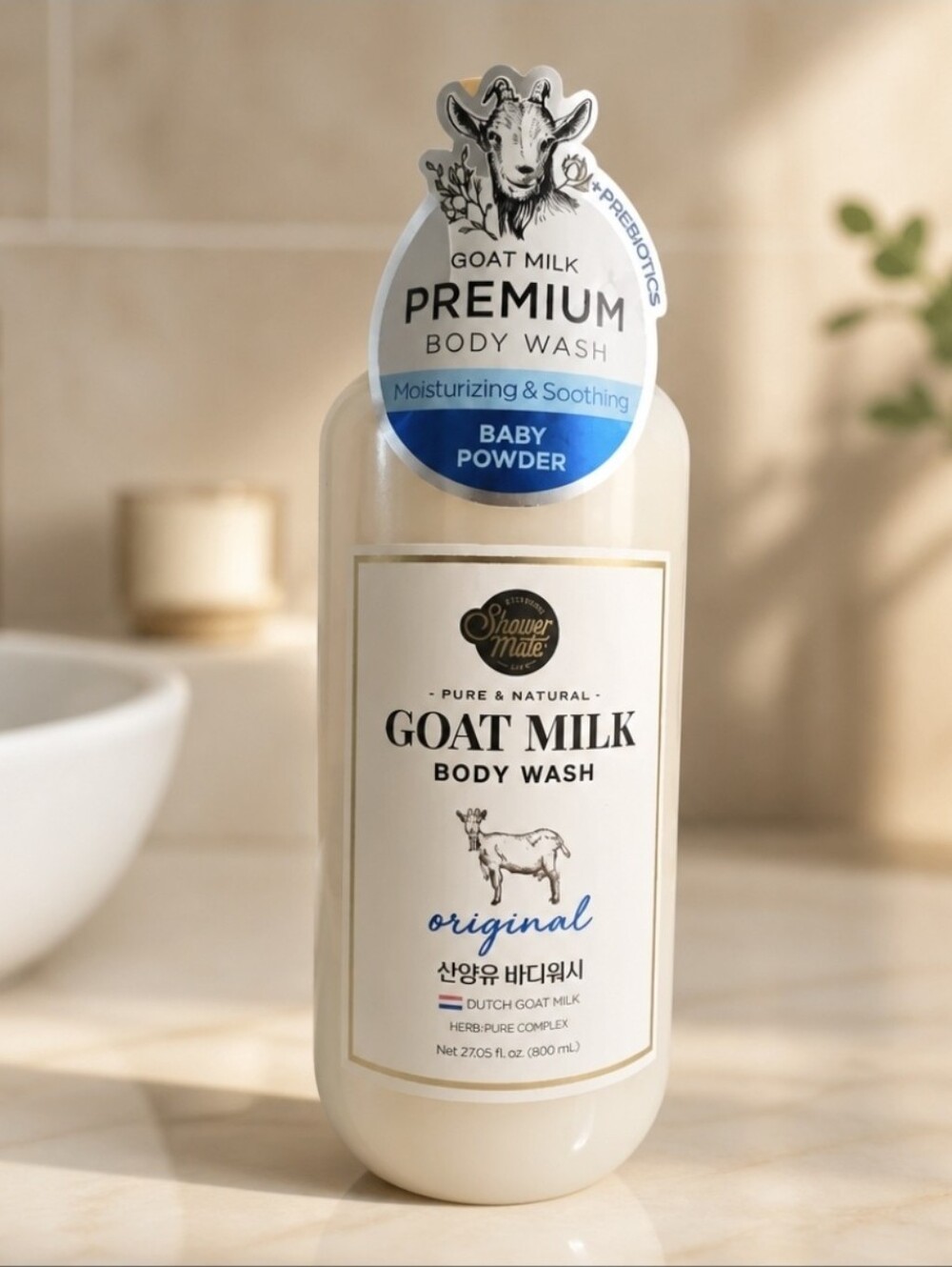Shower Mate Goat Milk Body Wash - Original Baby Powder Scent